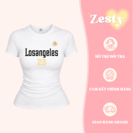 Mẫu mặc chụp thực tế Áo Croptop Nữ Zesty Los Angeles 23 Cotton Dáng Ôm