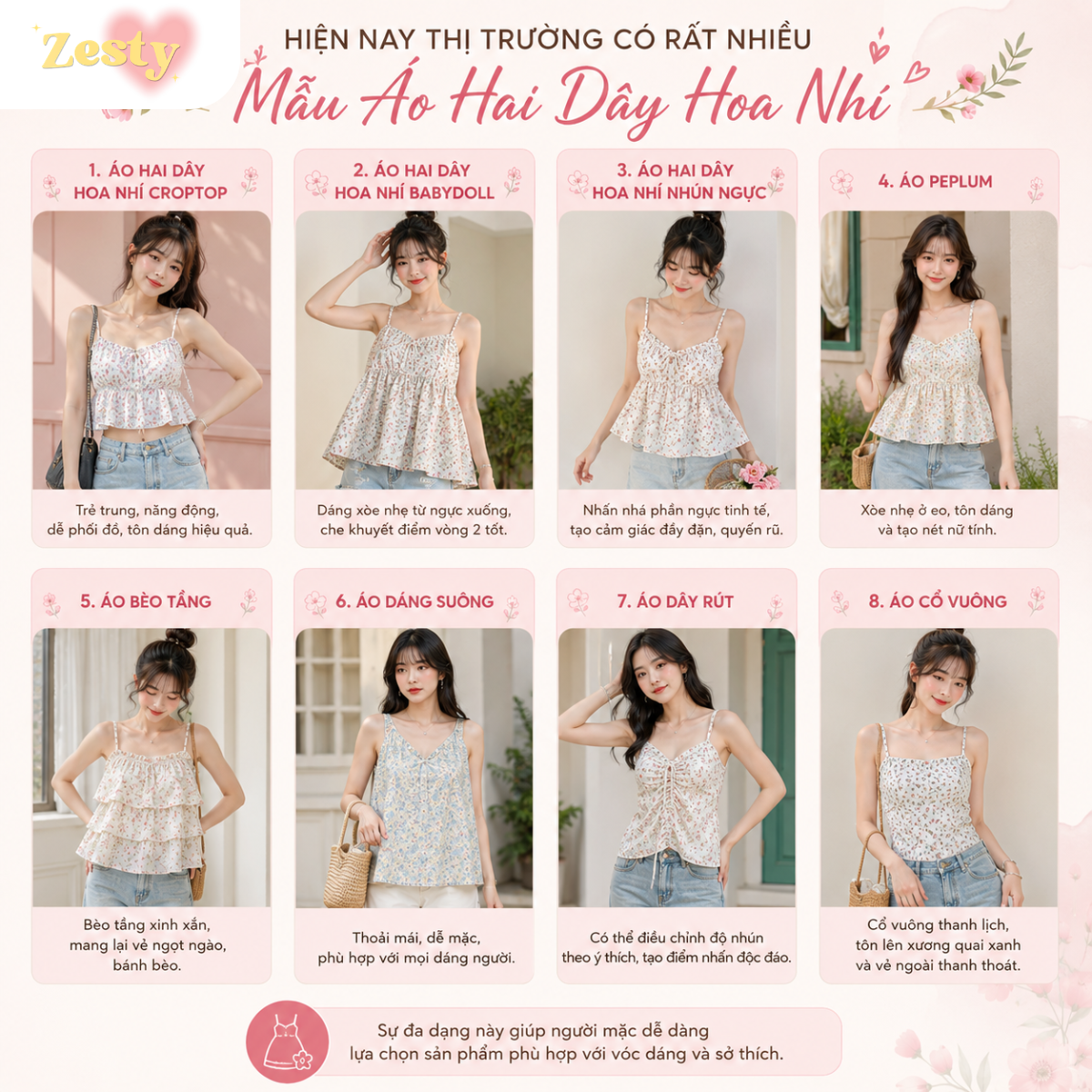 Top Mẫu Áo Hai Dây Hoa Nhí Đẹp Được Yêu Thích Nhất