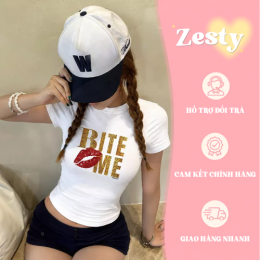 Mẫu mặc chụp thực tế Áo Croptop Zesty Áo Croptop Zesty Basic Organic Đen