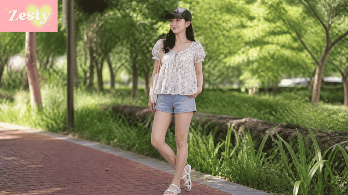 Áo babydoll mặc với quần short jean