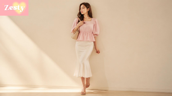 Phối áo babydoll với chân váy midi