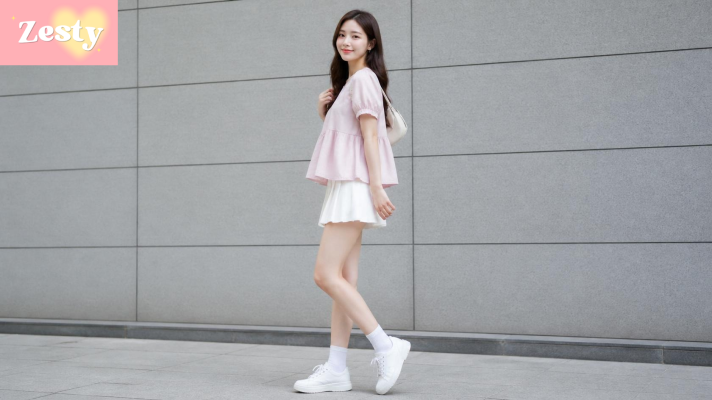 Phối áo babydoll với chân váy tennis